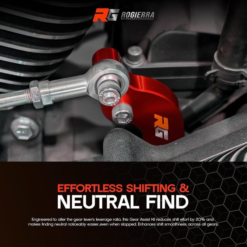 Rogierra Ez Shift Neutral Gear Assist Kit for Harley- CNC Machined ShiftLever, Easy Neutral Finder, Fits 2018-2025 Touring(ElectraGlideRoad Glide/Tri Glide) & Softail (Fat Boy 114) Motorcycles(Red) - Image 2